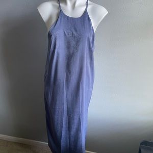 Soprano Women’s Large Satin Midi Halter Dress Summer Blue Gray